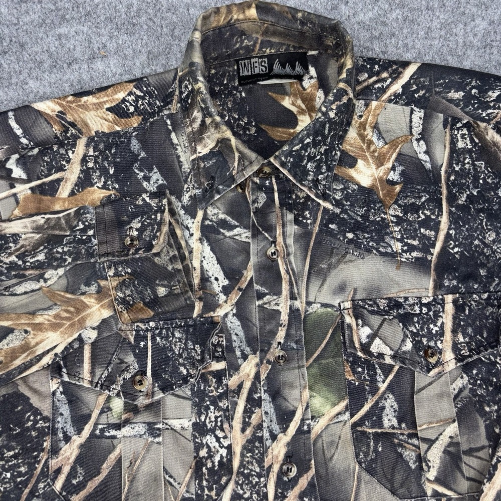 WFS Element Gear Shirt Men's Large Burly Camo Hunting Button Down Long Sleeve